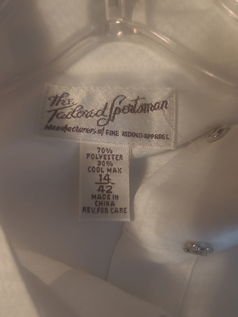 Woman's Tailored Sportsman White Show Shirt with Snap Collar, 14